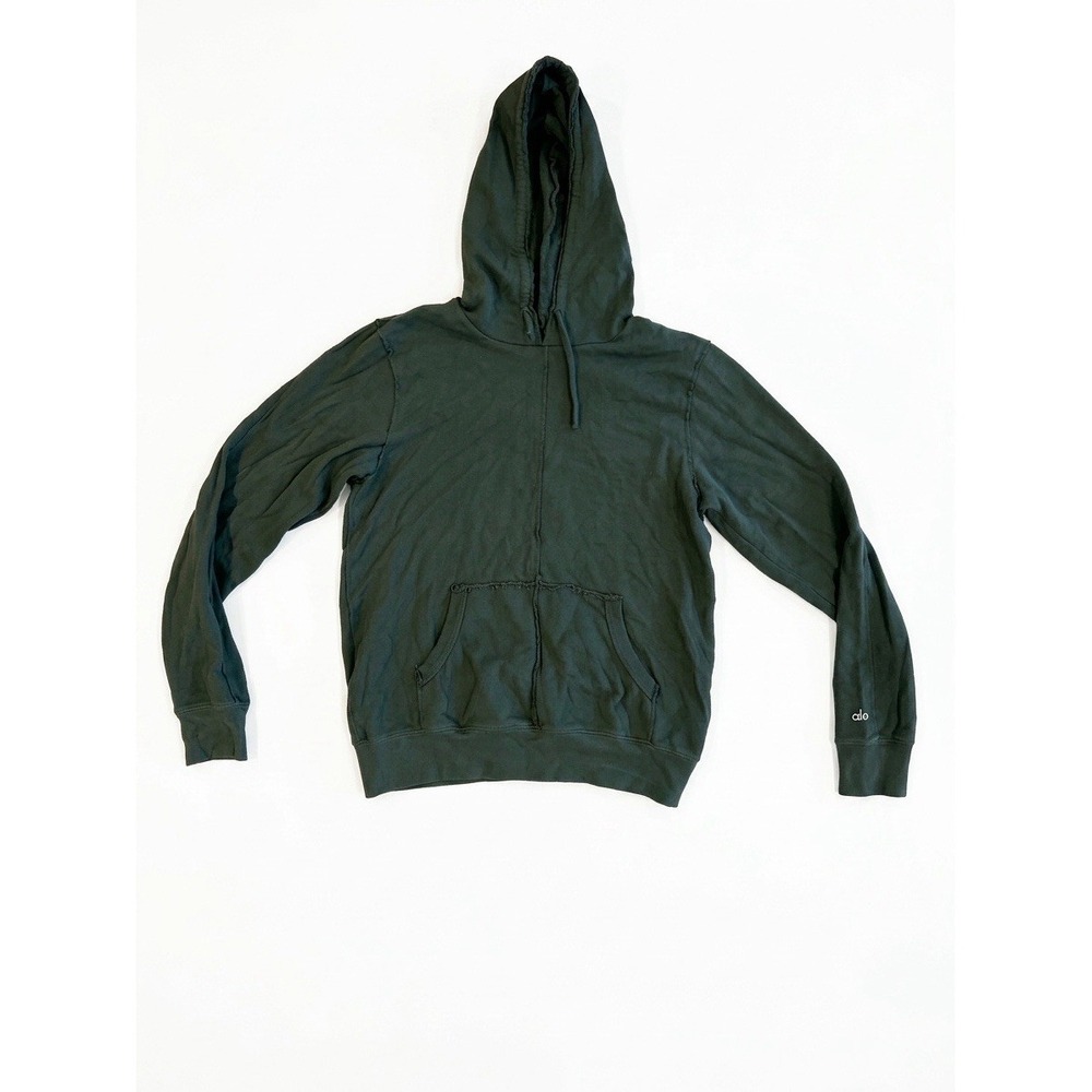 Alo Yoga Hoodie Adult Green M Cotton RAW EDGE Sitched Seam Comfy Athleisure Gym